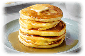 picture of a stack of pancakes with syrup and butter